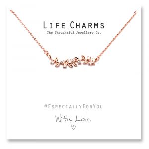 480504 - Life Charms - YY04 - Necklace Rose Gold Leaves