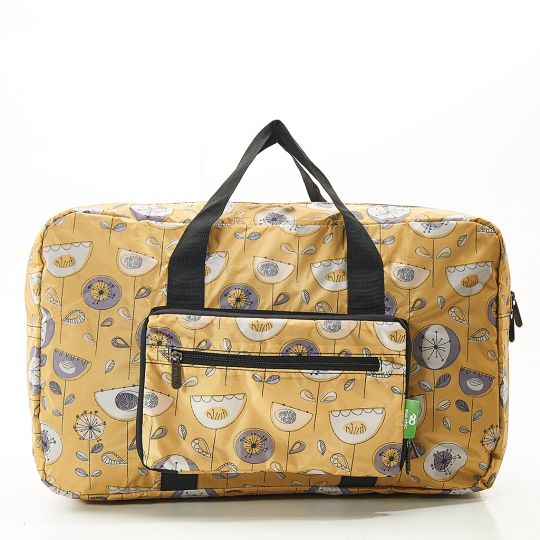 Eco Chic - Foldable Holdall (weekendtas) - D17MD - Mustard - 1950's Flower