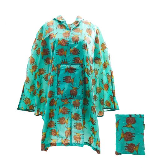 Eco Chic - Poncho (L) - L14TL - Teal - Highland Cow 