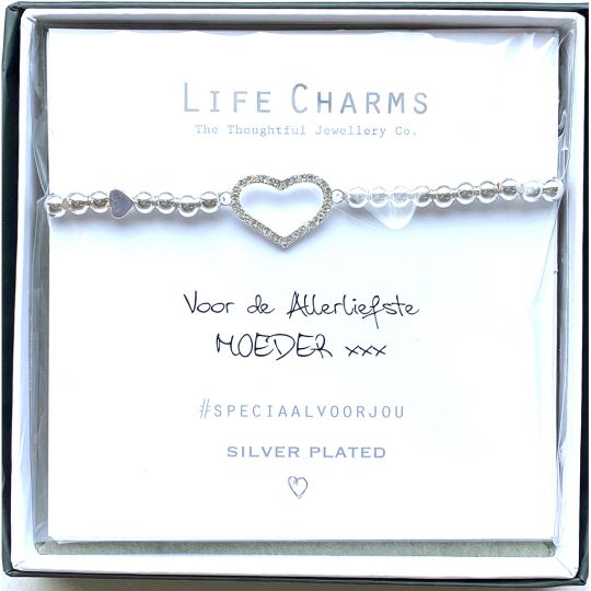 Life Charms - Armband -  Voor de Allerliefste Moeder - Zirkonia hartje
