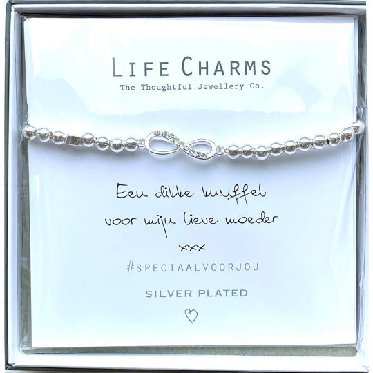 Life Charms - Armband -  Een dikke knuffel voor mijn lieve Moeder xxx - Infinity