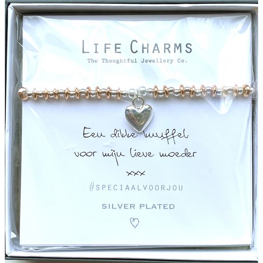 Life Charms - Armband -  Een dikke knuffel voor mijn lieve Moeder xxx - Hartje