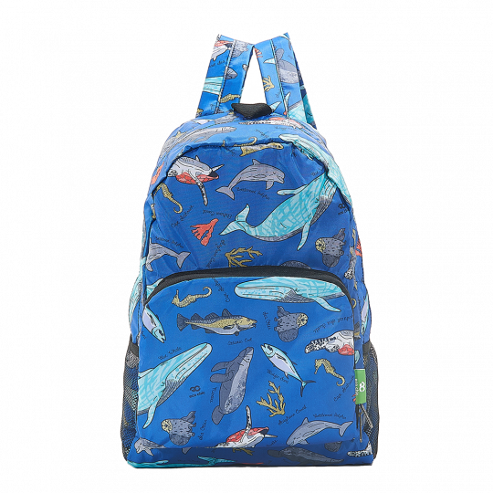 Eco Chic - Backpack - B12BU - Blue - Sea Creatures  