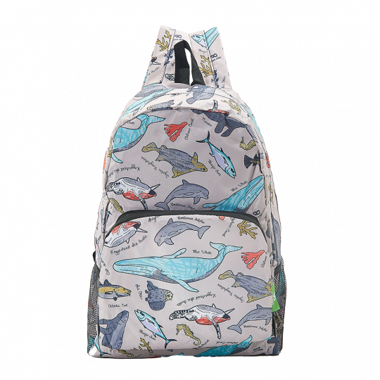 Eco Chic - Backpack - B12GY - Grey - Sea Creatures  