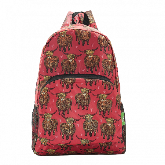 Eco Chic - Backpack - B24RD - Red - Highland Cow