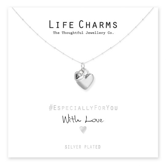 Life Charms - EFY021N - Verzilverd collier - Silver puffed Heart
