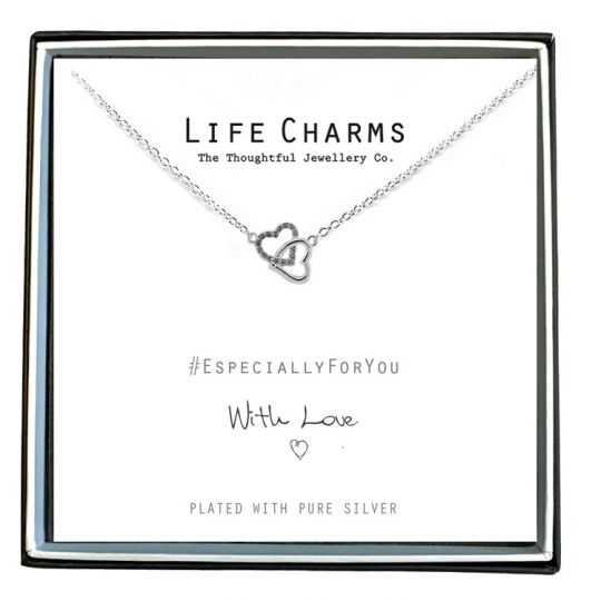 Life Charms - EFY033N - Verzilverd collier - Crystal Hearts**