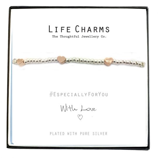 Life Charms - EFYENCOO4SIL - Bracelet Silver with Rose Gold hearts