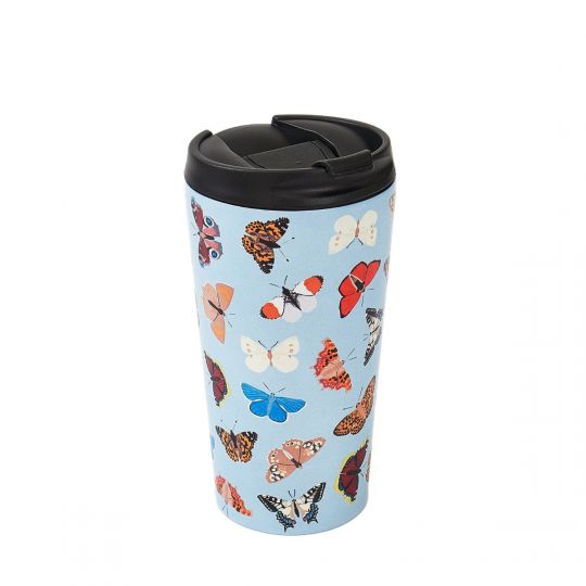 Eco Chic - The Travel Mug  (thermosbeker) - N04 - Blue - Wild Butterflies  