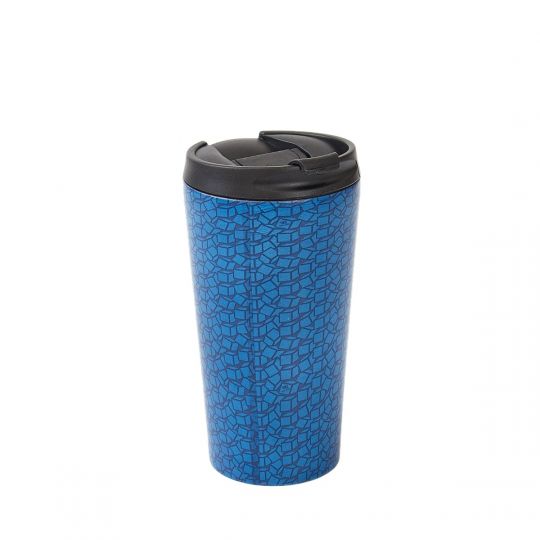 Eco Chic - The Travel Mug  (thermosbeker) - N13 - Navy - Disrupted Cubes  