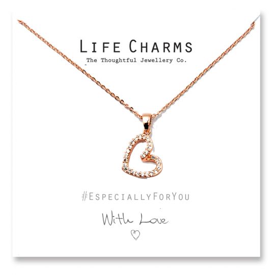480505 - Life Charms - YY05 - Necklace Rose Gold CZ Open Heart