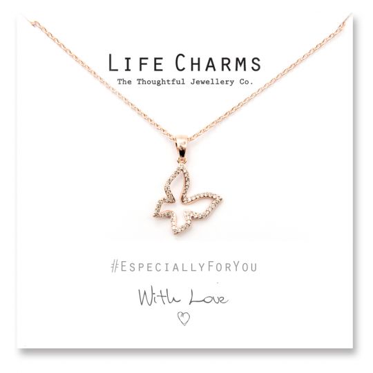 480513 - Life Charms - YY13 - Necklace Rose gold Crystal Butterfly