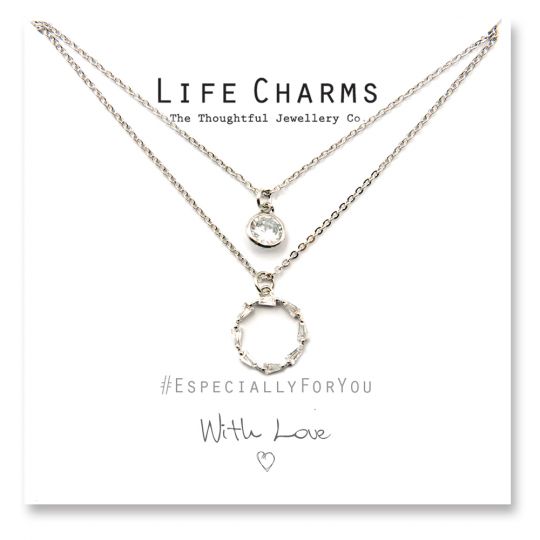 480515 - Life Charms - YY15 - Necklace 2 layer CZ Silver Forever Circle
