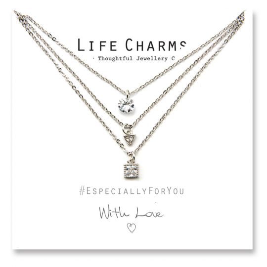 480519 - Life Charms - YY19 - Necklace 3 layer Crystal Cascade